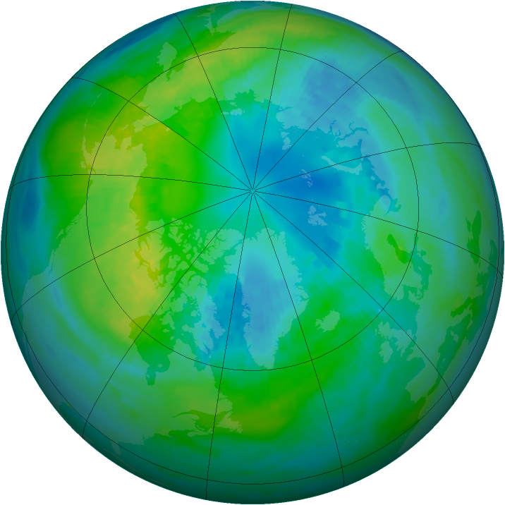 Arctic ozone map for 15 October 1989